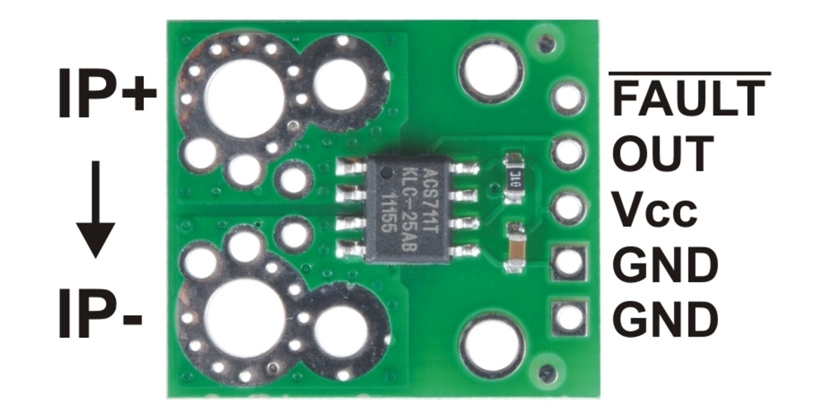 Pololu - ACS711LC current sensor carrier pinout.