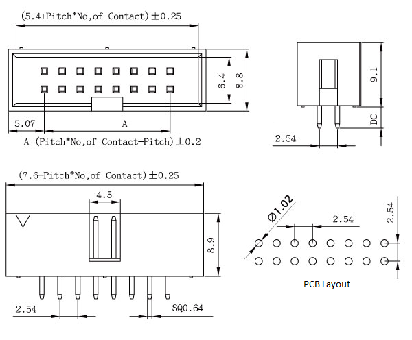 Pololu - Shrouded Box Header: 2×8-Pin, 0.100