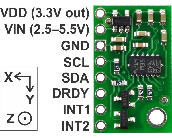 Pololu - LSM303DLHC 3D Compass and Accelerometer Carrier with Voltage ...