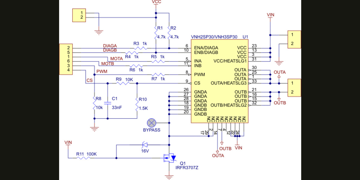 Pololu Schematic of the Pololu High Current Motor Driver Carrier