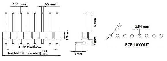 12Pcs 2.54 mm pitch 1x40-Pin Single Row Male 90 Degree Right Angle Pin Header
