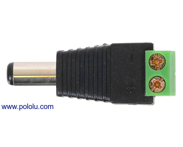 Pololu - DC Barrel Plug to 2-Pin Terminal Block Adapter