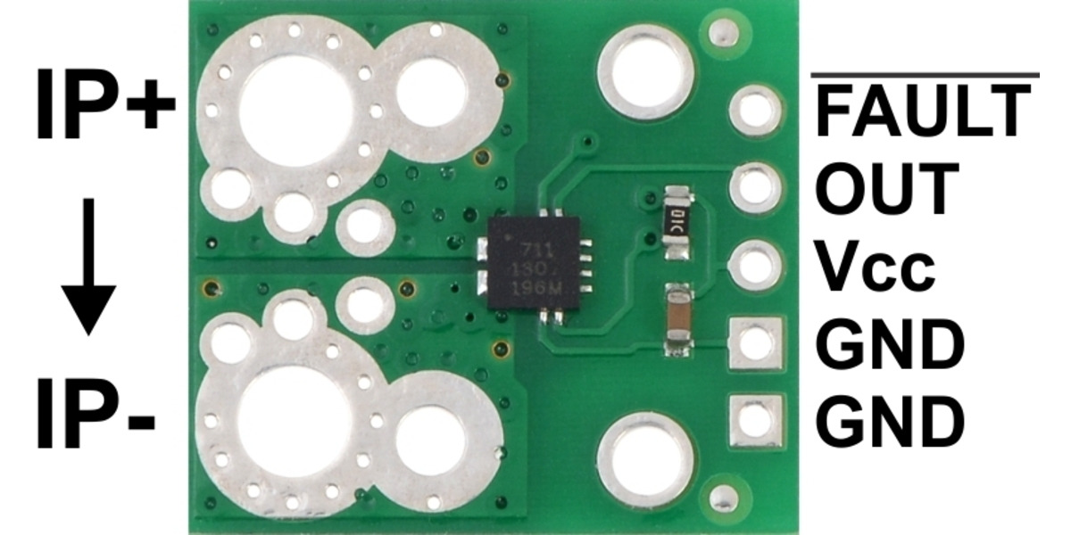 Pololu - ACS711EX current sensor carrier pinout.