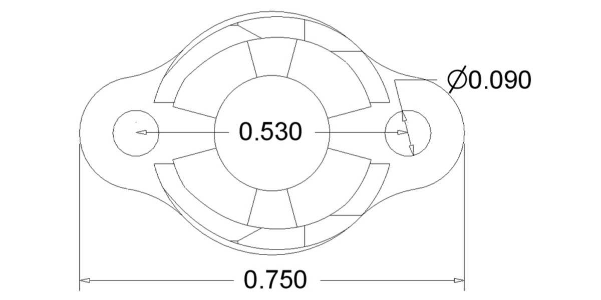 Pololu 3/8 inch plastic ball caster dimensions (unit inch)