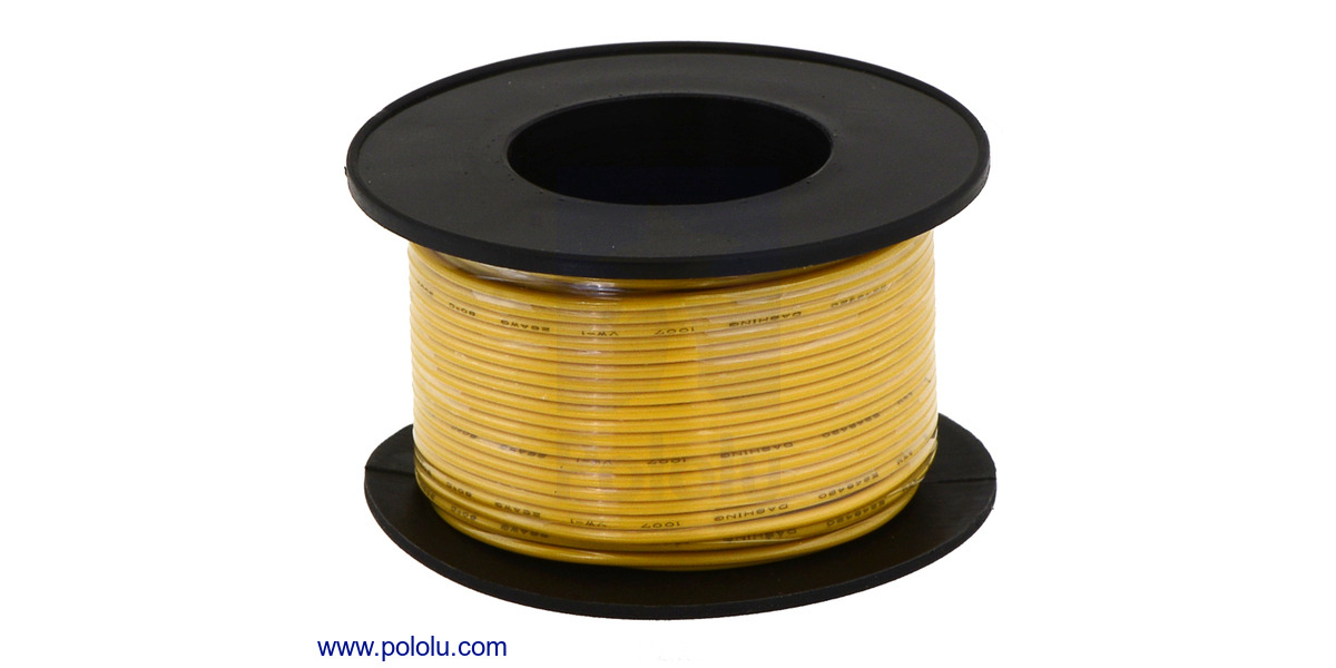 20 feet stranded 30 AWG Silver Plated PTFE Wire Yellow SPC 