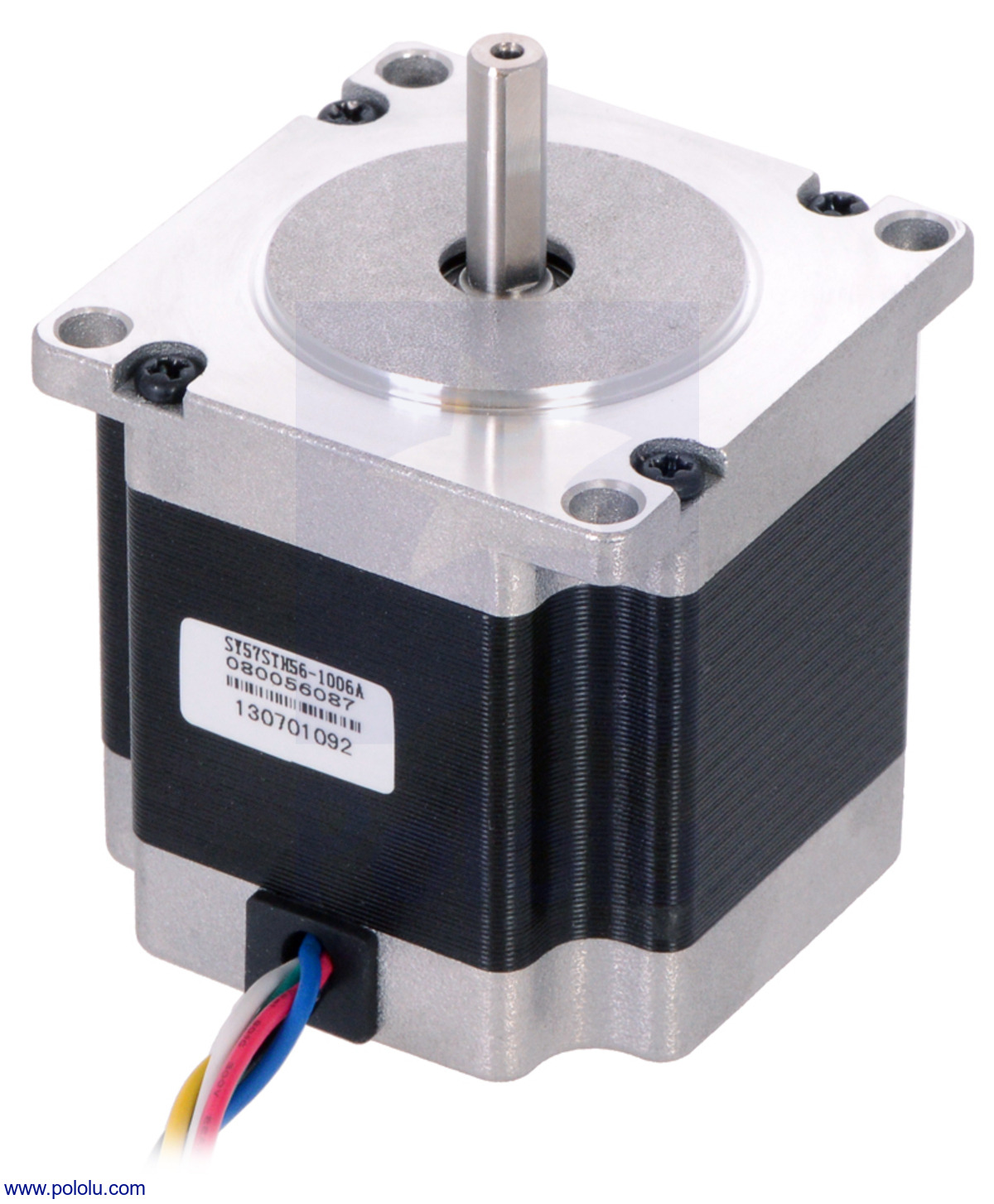 Pololu - Dimensions (in mm) of 57mm square (NEMA 23) by 76mm stepper motor.