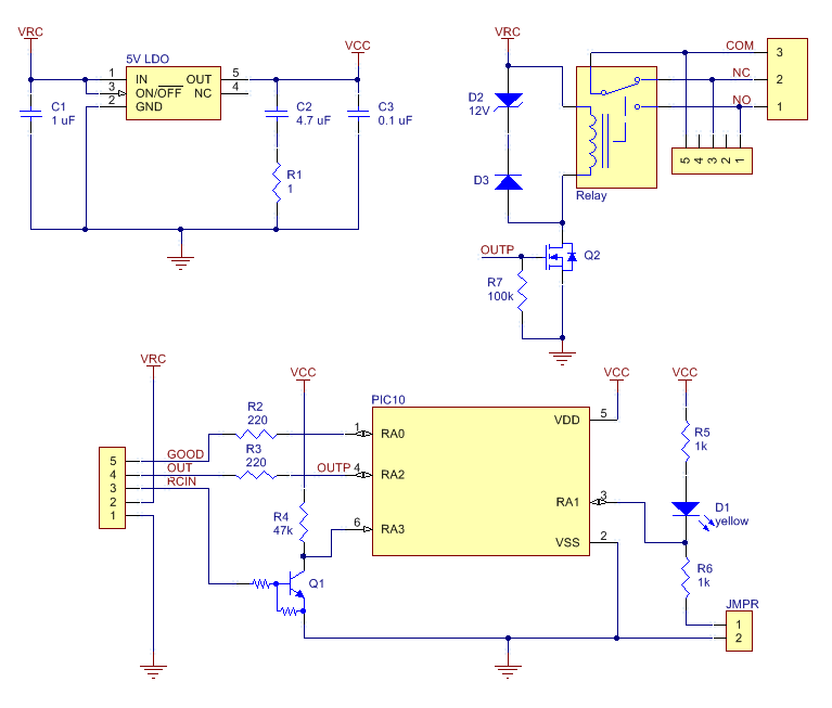 Pololu - 5.3. Schematic Diagram for the RC Switch with Relay