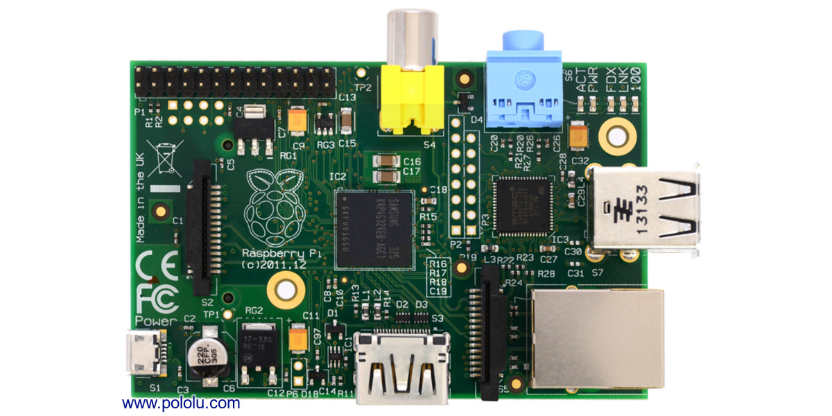 Pololu - Raspberry Pi Model B, Revision 2.0, Top View.