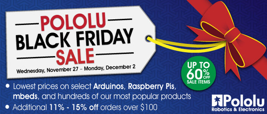 Pololu Robotics and Electronics Black Friday Sale 2013