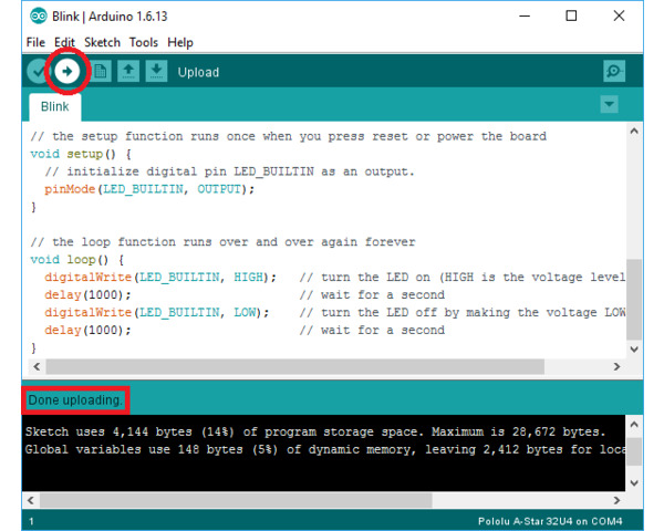 Pololu - 6.2. Programming using the Arduino IDE