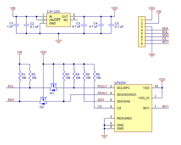 Pololu - LPS25H Pressure/Altitude Sensor Carrier with Voltage Regulator