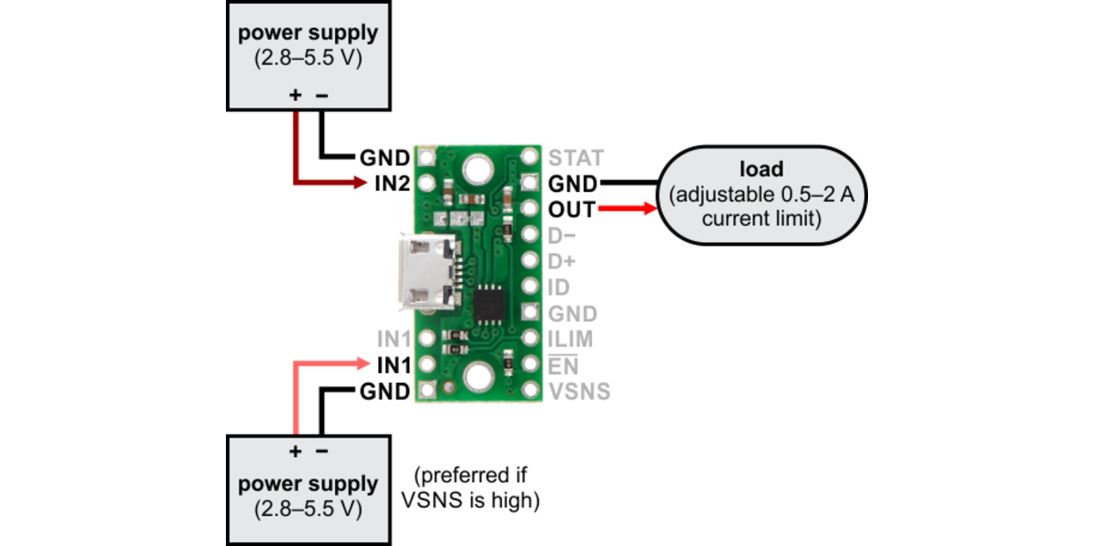 Pololu - Typical connection diagram for using the TPS2113A power ...