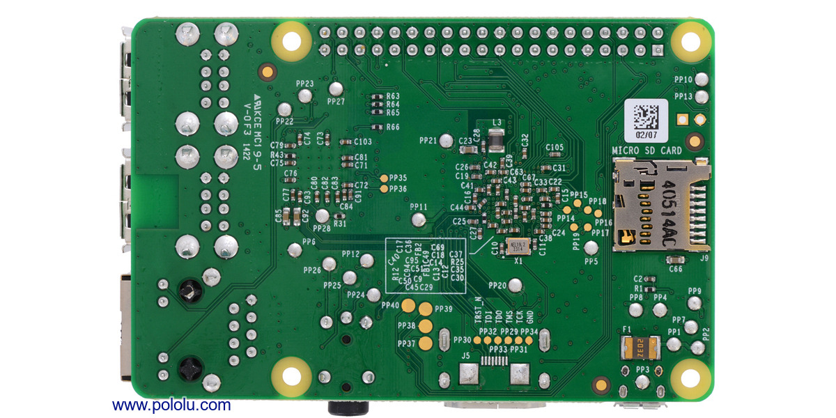 Pololu - Raspberry Pi Model B+, Bottom View.