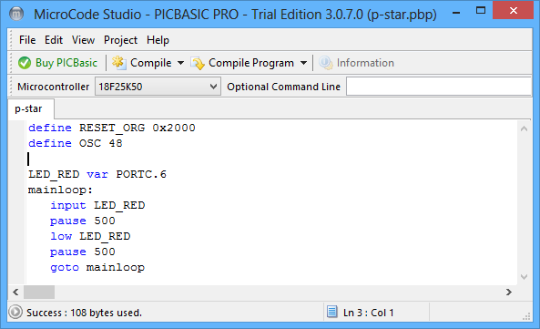picbasic pro 3 compiled size