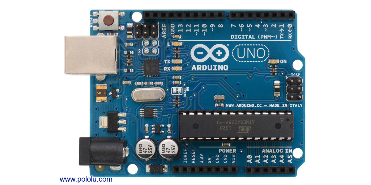Pololu - Arduino Uno R3, top view.