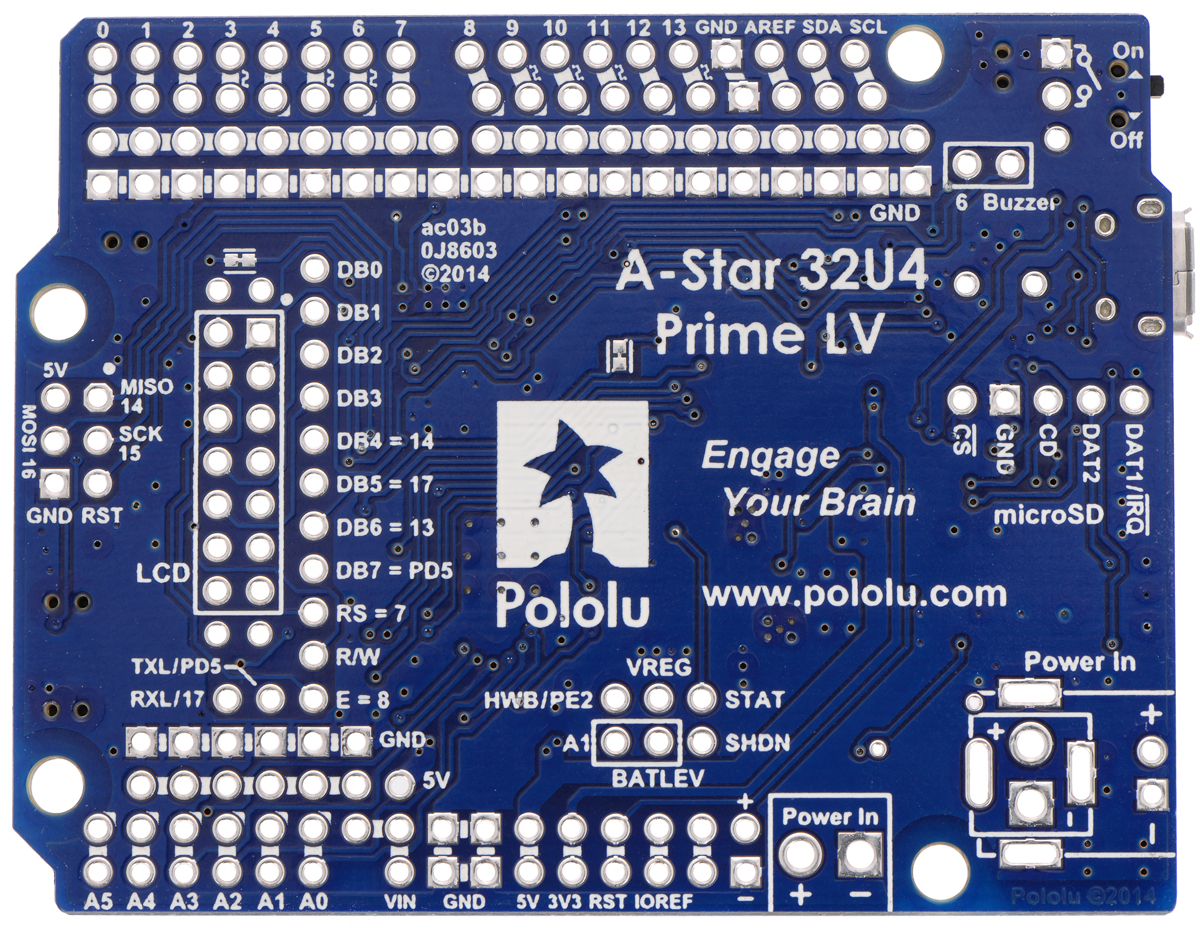 Pololu A-Star 32u4 Prime LV MicroSD with LCD ATmega 32u4 semi po4009