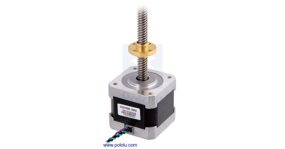 Pololu - Stepper Motor with 18cm Lead Screw: Bipolar, 200 Steps
