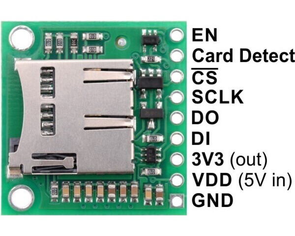 Pololu - Breakout Board for microSD Card with 3.3V Regulator and Level ...