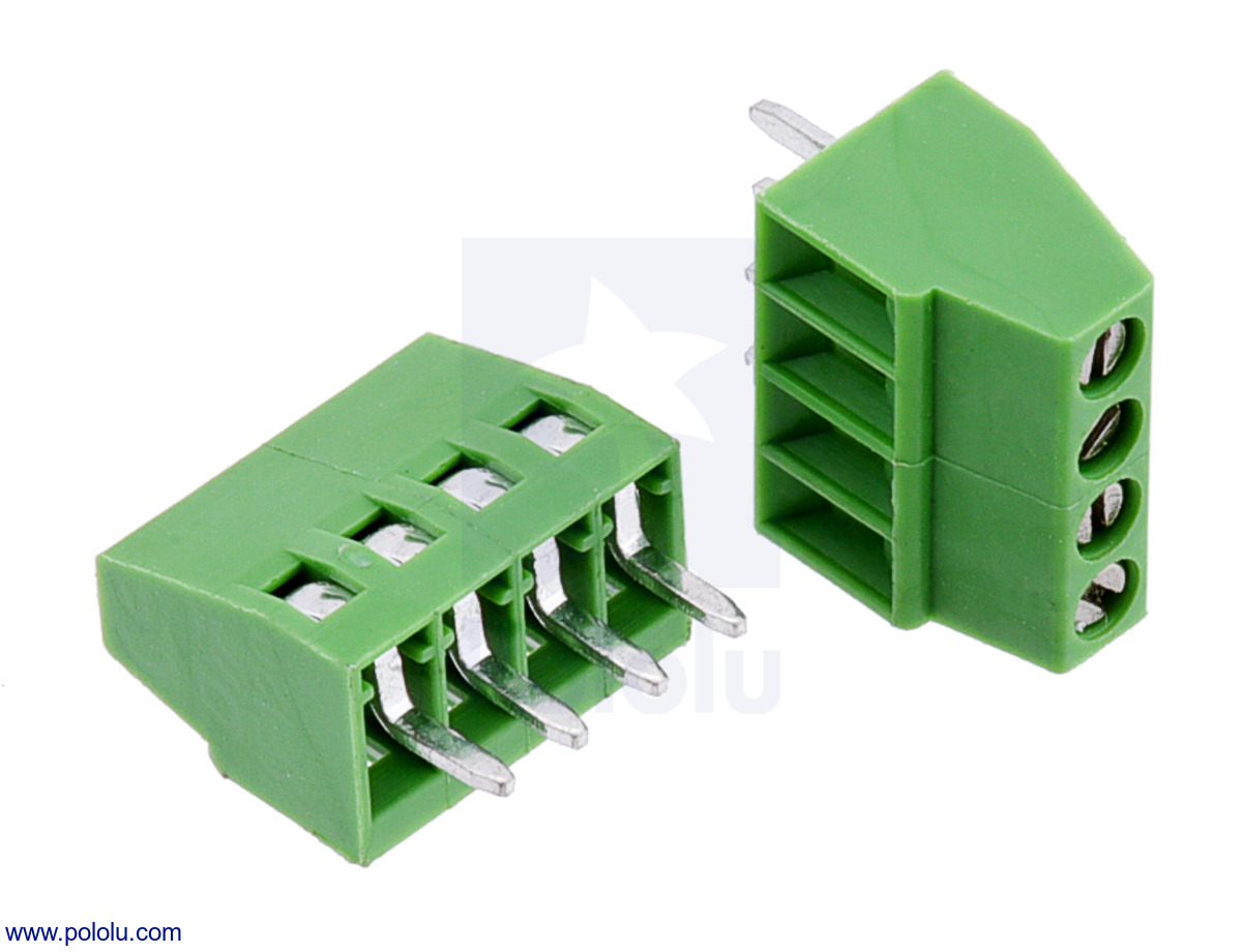 Pololu - Screw Terminal Block: 4-Pin, 0.1″ Pitch, Side Entry (2-Pack)