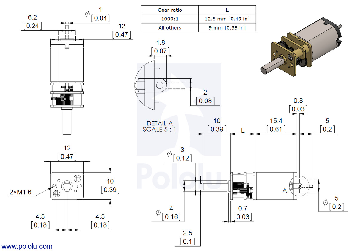 Motor DC 12V 37x57mm - 100:1 Pololu 4745