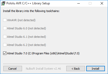 Pololu - New support for Atmel Studio  and Windows 10
