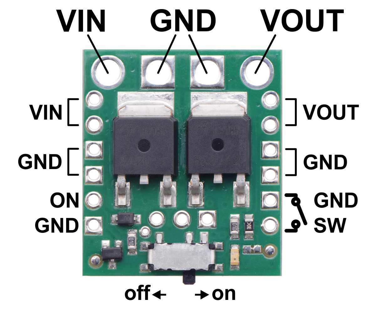 May Lemon Aja Pololu - Big MOSFET Slide Switch with Reverse Voltage Protection, HP
