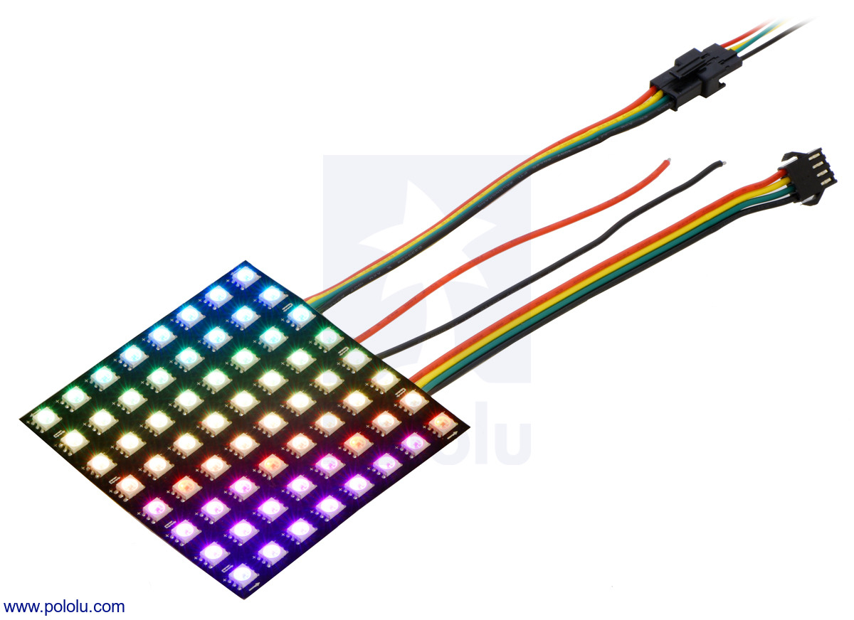 Pololu - Addressable RGB 8x8-LED Flexible Panel, 5V, 10mm Grid (SK9822)