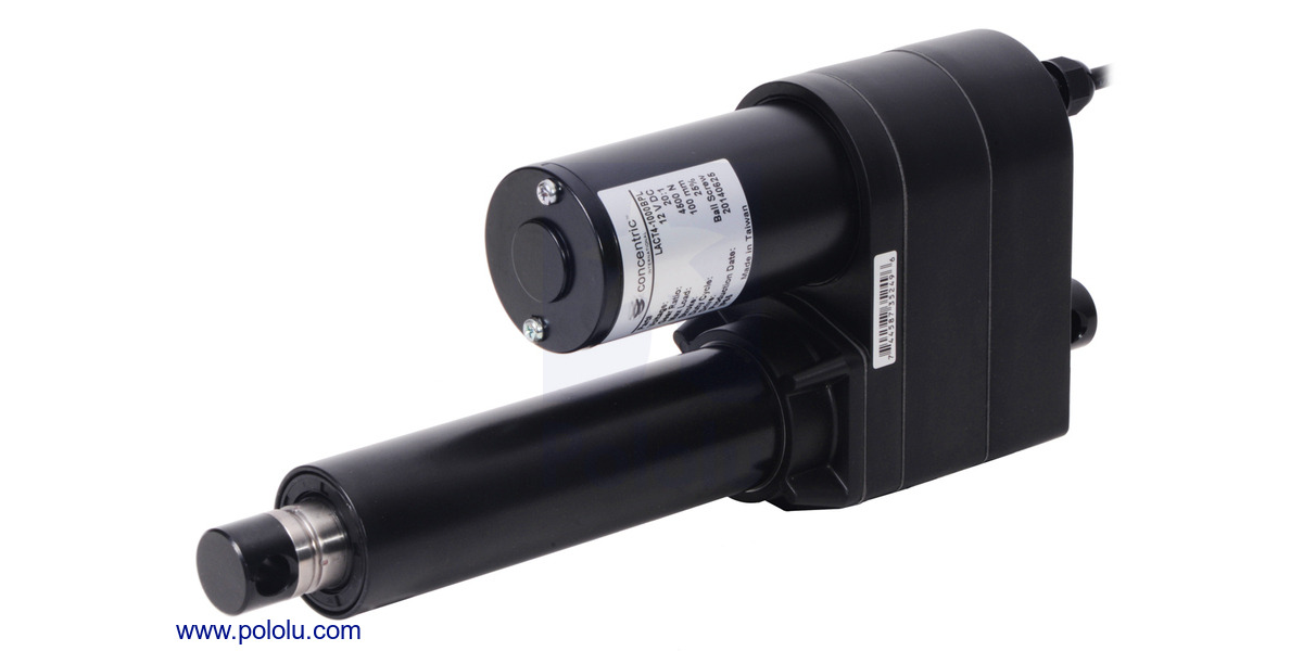 Pololu - Glideforce LACT4-1000BPL Industrial-Duty Linear Actuator with Ball  Screw Drive and Feedback: 450kgf, 4 Stroke (2.8 Usable), 0.66/s, 12V