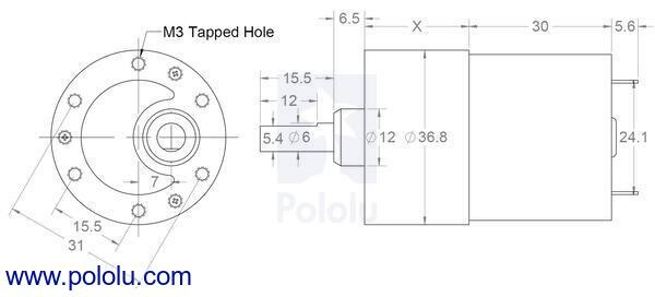 Pololu - 100:1 Metal Gearmotor 37Dx57L mm 12V with 64 CPR Encoder (No End  Cap)