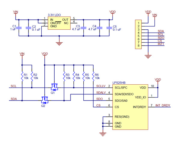 Pololu - LPS25HB Pressure/Altitude Sensor Carrier with Voltage Regulator