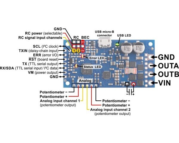 Pololu - High-Power Simple Motor Controller G2 24v12 (Connectors Soldered)