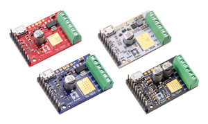 Tic T500, T834, T825, and T249 USB Multi-Interface Stepper Motor Controllers.