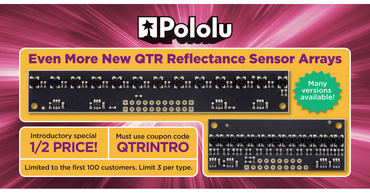 Pololu - New products: 16 more QTR reflectance sensor arrays